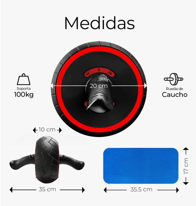 Foto 4 pulgar | Rueda Para Ejercicio De Abdomen Llantas Rodillo Abs Gimnasio