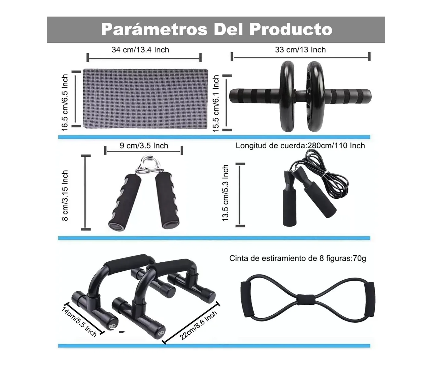 Foto 3 pulgar | Kit de Ejercicio 12 Piezas Eo Safe Imports Esi-19343 Gris