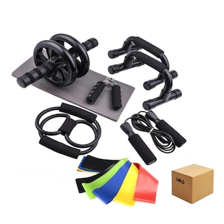Foto 1 | Kit Ejercicio 6 En 1 Rodillo Abdominal Barras Push-up Cuerda Lab.g Negro