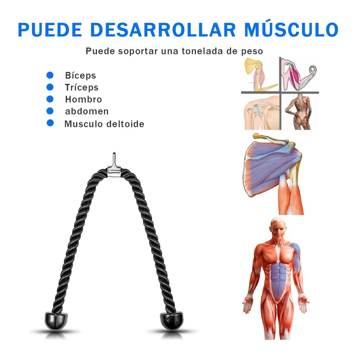 Foto 3 pulgar | Cuerda Entrenamiento Malubero para Desarrollo Muscular color Negro