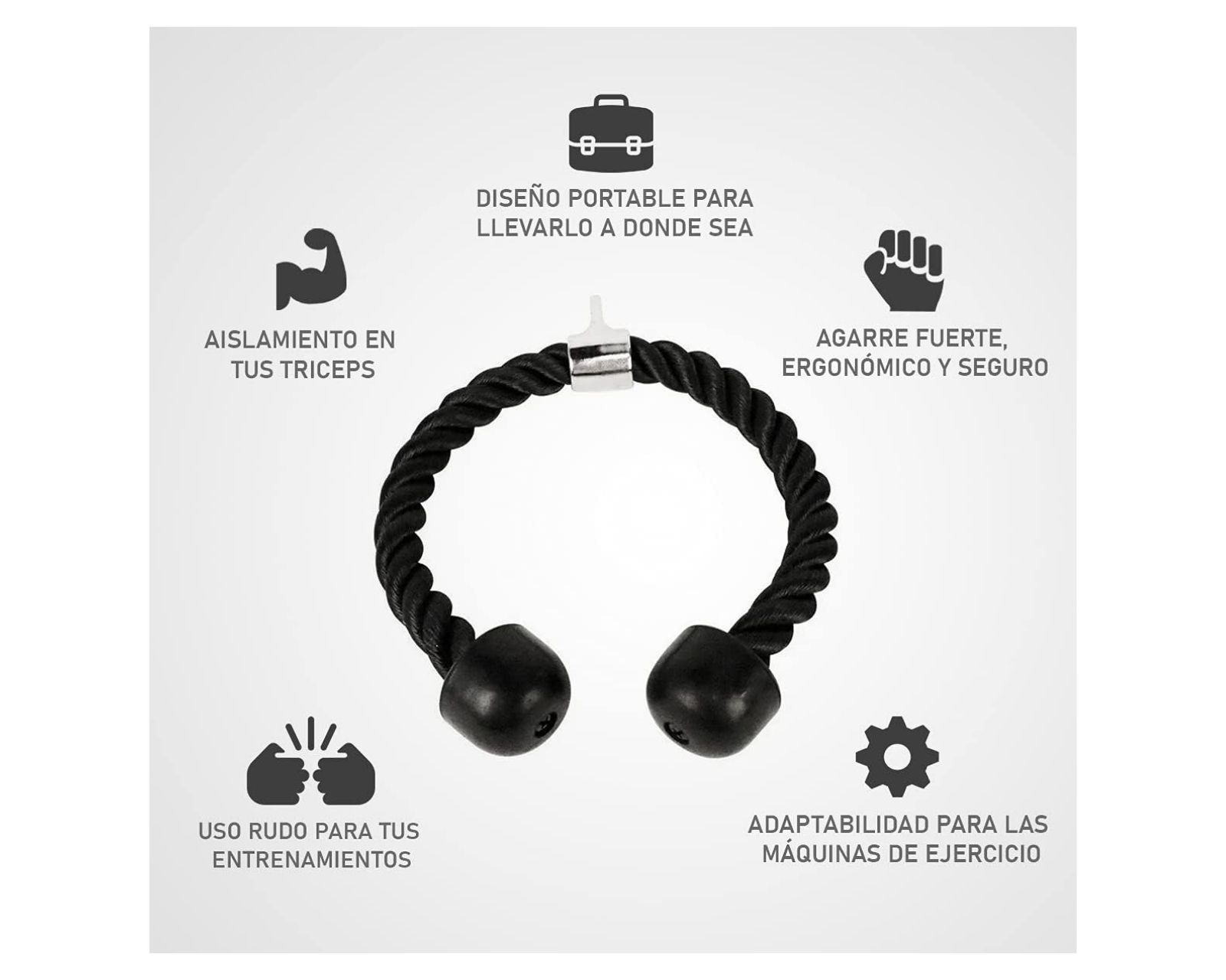 Foto 7 pulgar | Cuerda para Tríceps Antideslizante de Agarre Firme