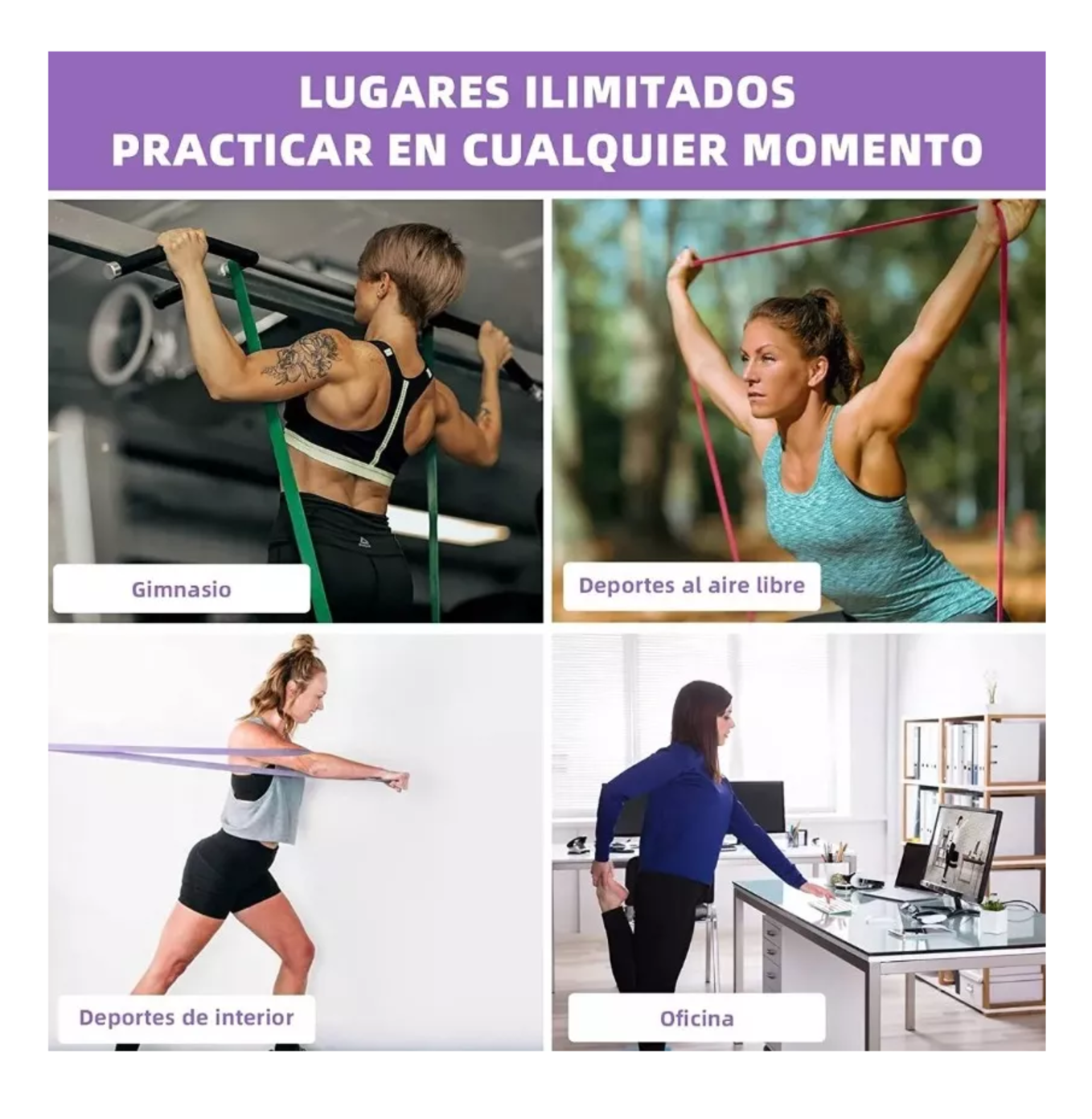 Foto 6 pulgar | Bandas De Resistencia Fitness En Casa Entrenamiento Tensión Multicolor