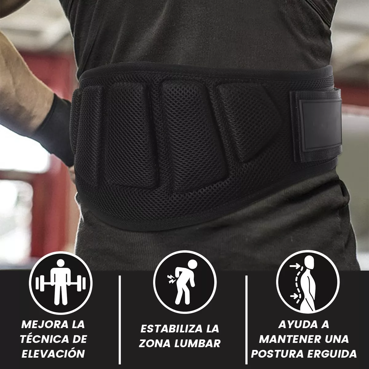 Foto 4 pulgar | Gym Lumbar Pesas Ejercicios Faja Crossfit Cinturón y Guantes L Eo Safe Imports Esi-10136 Negro