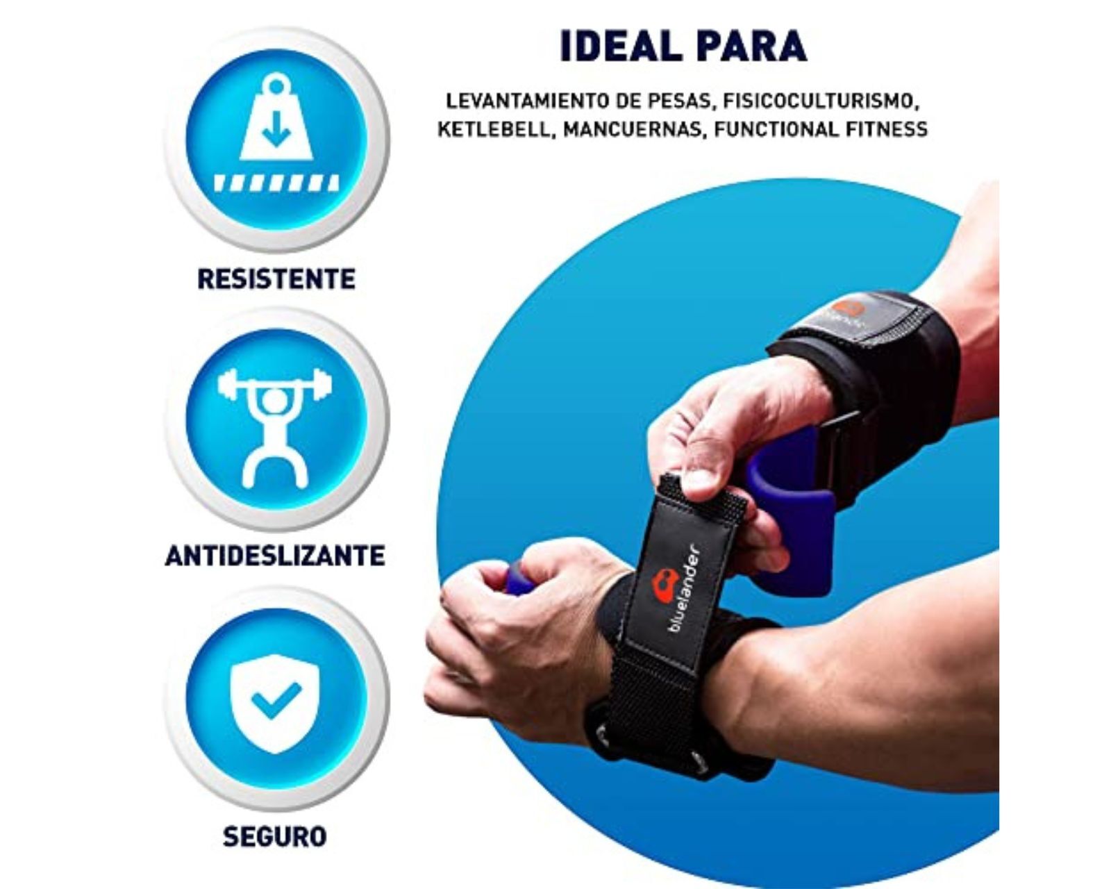 Foto 5 pulgar | Ganchos de Levantamiento con Muñequera Ajustable para Ejercicio