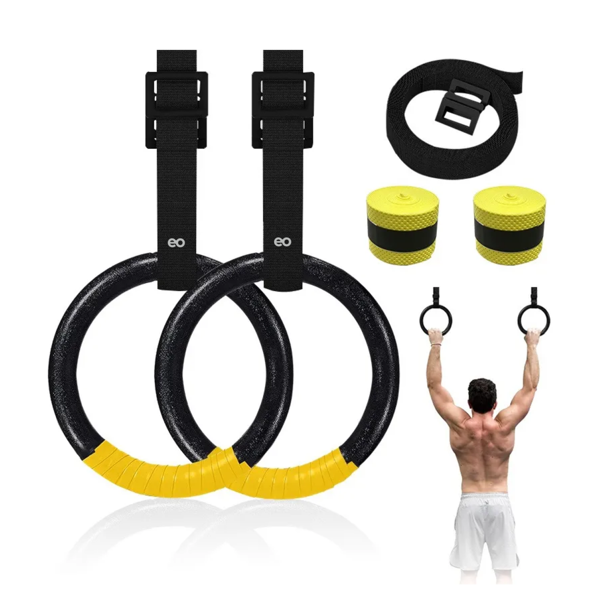 Anillos Gimnasia Barra Correas Suspensión Aro Eo Safe Imports Esi-18684 Negro