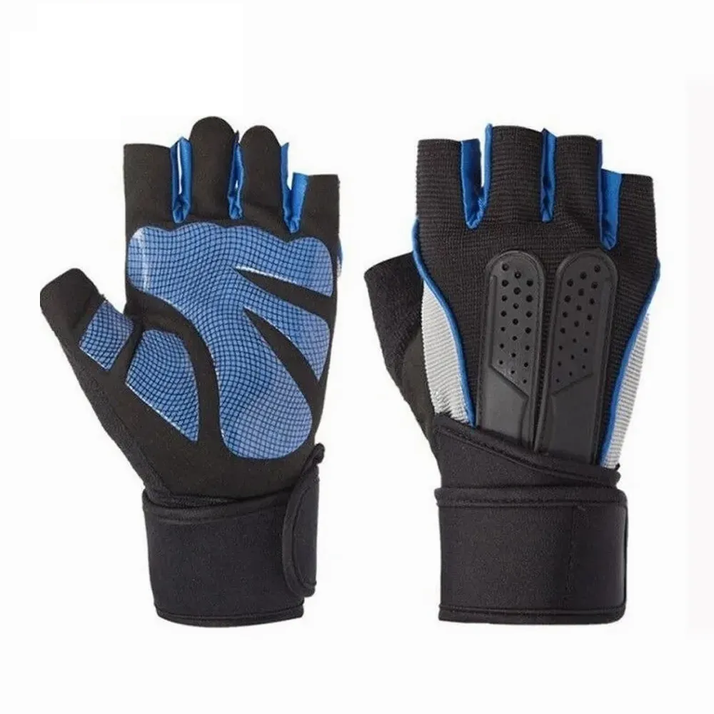 Guantes Gym Tácticos Unisex color Negro con Azul Talla L