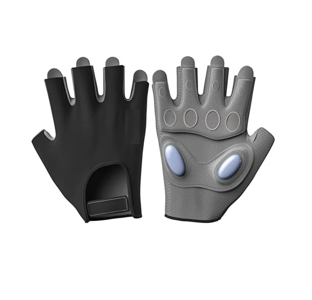 Guantes para Gym Malubero con Silicona Líquida color Negro-Gris