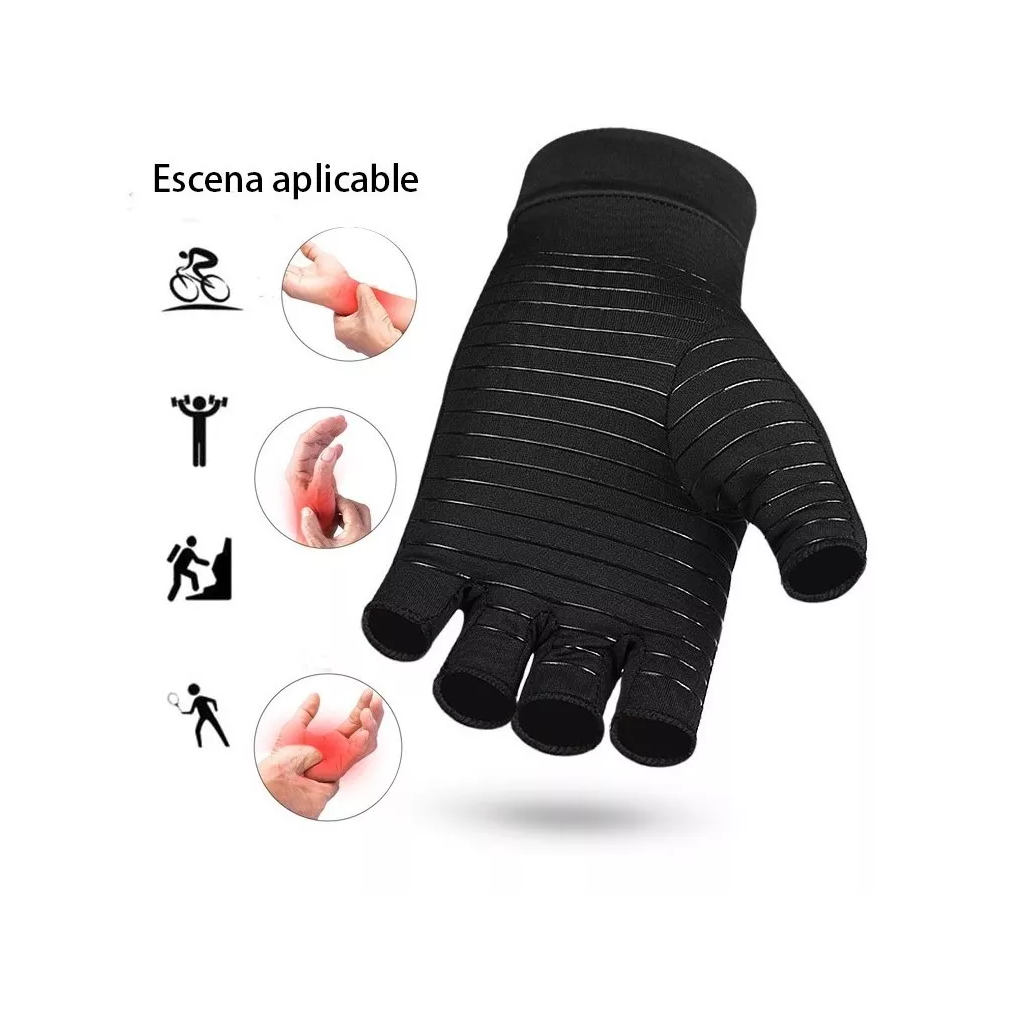 Foto 2 | Guantes de Compresión BELUG color Negro Fibra Cobre Alivia Dolor Talla M