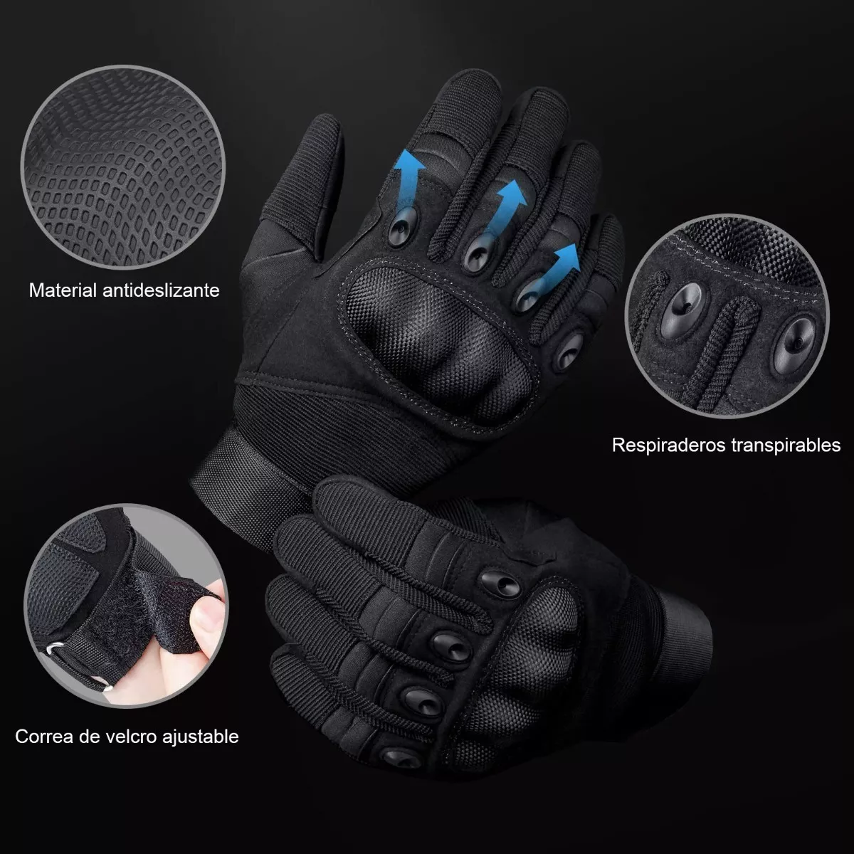 Foto 3 pulgar | Guantes de Motociclista Eo Safe Imports Esi-6202 Aptos para Pantalla Táctil + Mosquetón M Negro