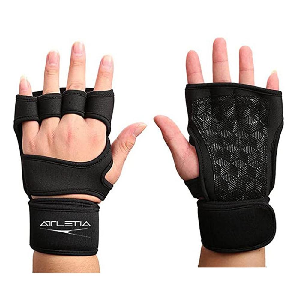 Guantes Attletia color Negro para Gimnasio con Protección Completa de Muñeca y Palma