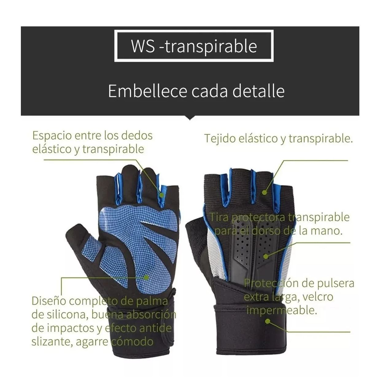 Foto 3 | Guantes Belug color Azul Talla M