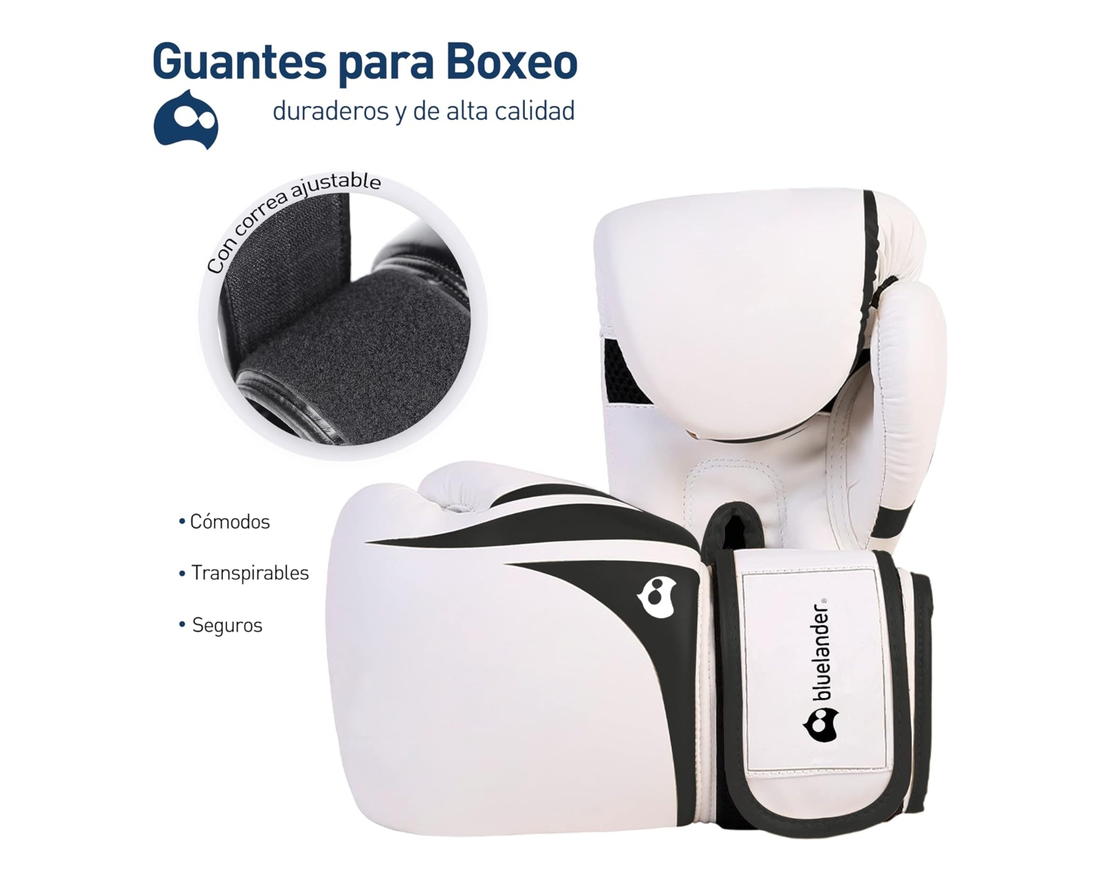 Foto 2 | Guantes de Boxeo Bluelander de 14oz color Blanco y  Protector Bucal