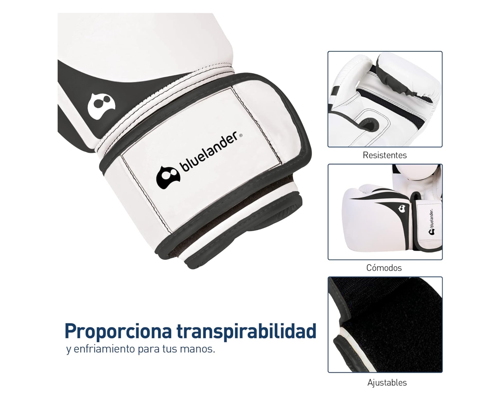 Foto 4 pulgar | Guantes de Boxeo Bluelander de 14oz color Blanco y  Protector Bucal