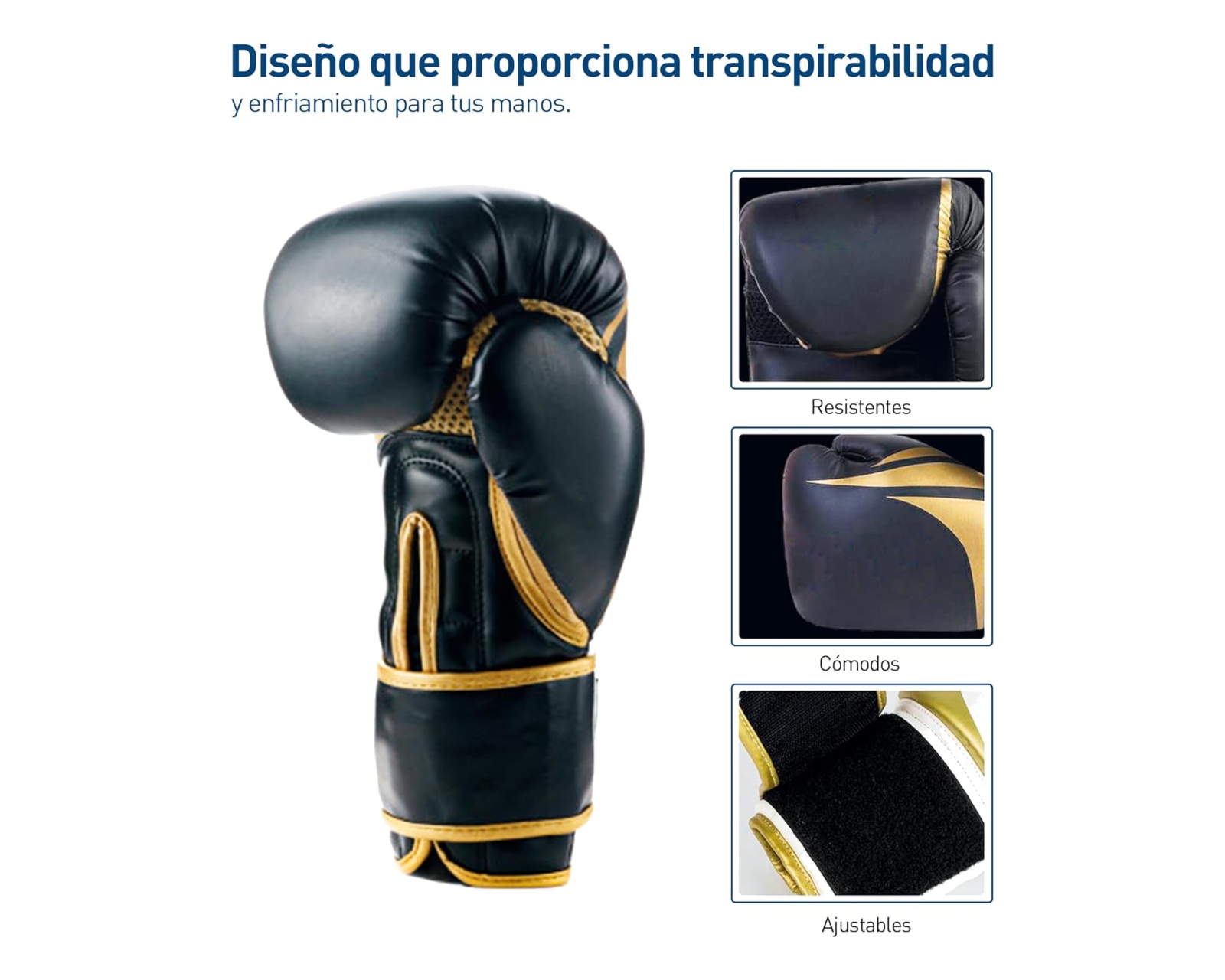 Foto 4 pulgar | Guantes De Boxeo Bluelander de 12 Oz, Unisex, Color Negro Protector Bucal Incluido Correa De Velcro.