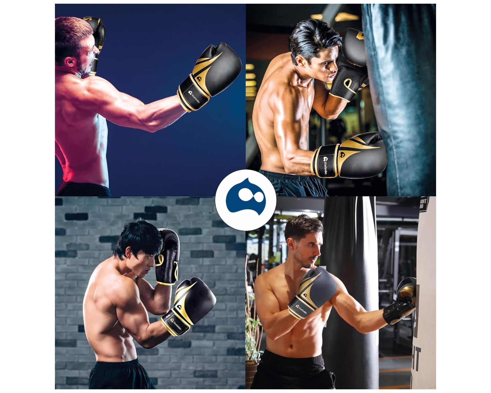 Foto 8 pulgar | Guantes De Boxeo Bluelander de 12 Oz, Unisex, Color Negro Protector Bucal Incluido Correa De Velcro.