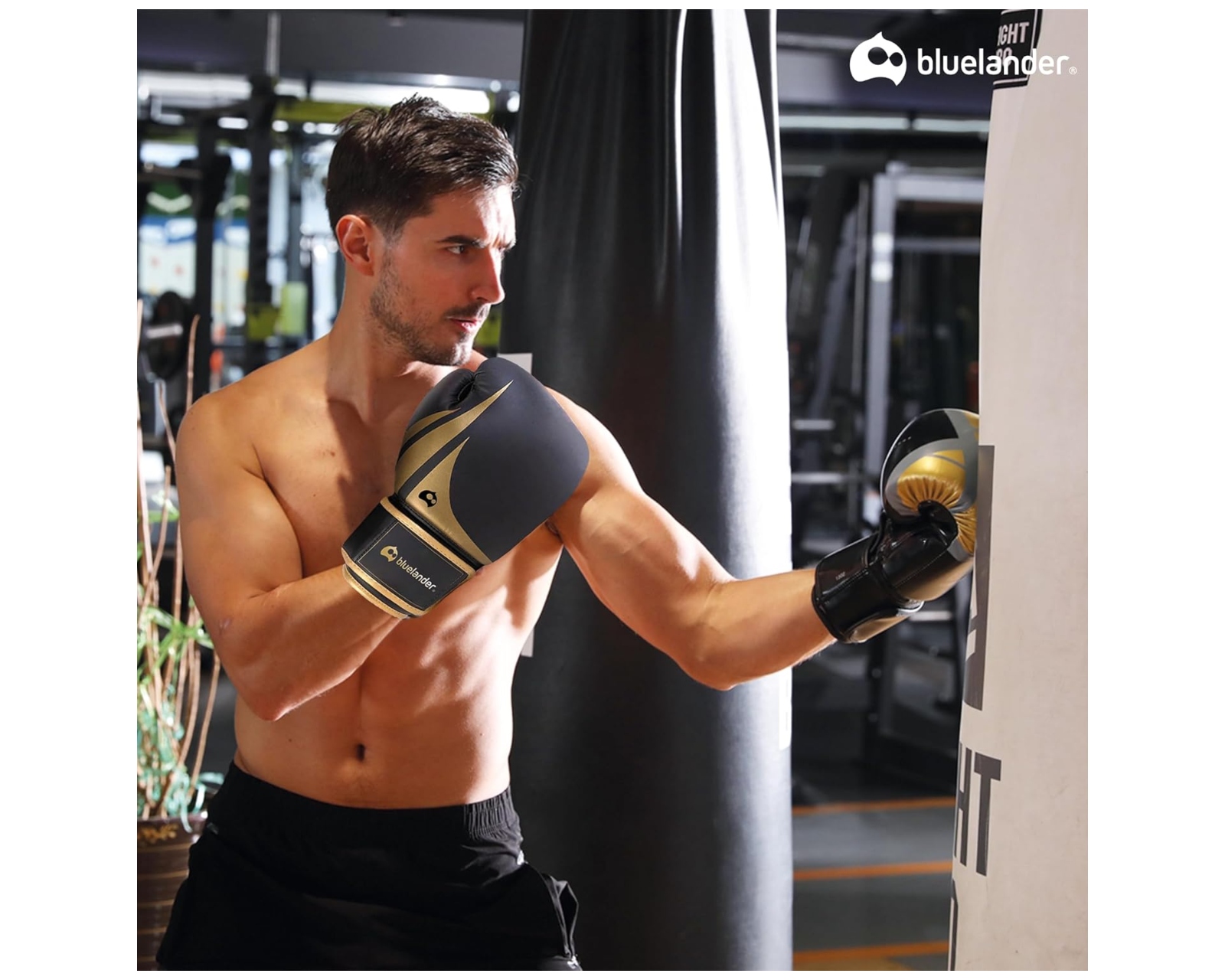 Foto 9 pulgar | Guantes De Boxeo Bluelander de 12 Oz, Unisex, Color Negro Protector Bucal Incluido Correa De Velcro.