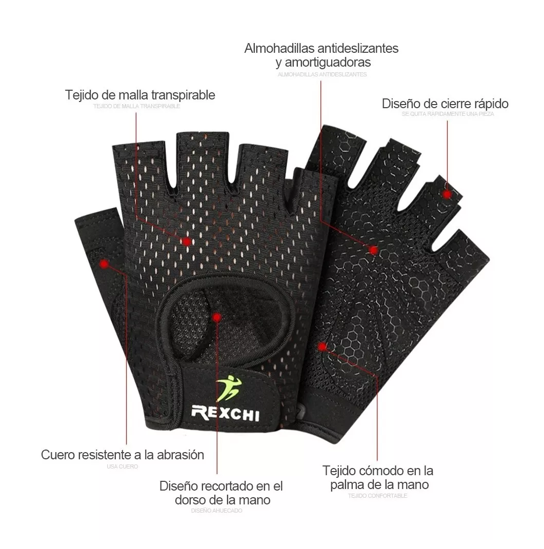 Foto 4 pulgar | Guantes REXCHI Gym Tácticos color Negro Pesas Crossfit Gimnasio Unisex Talla M