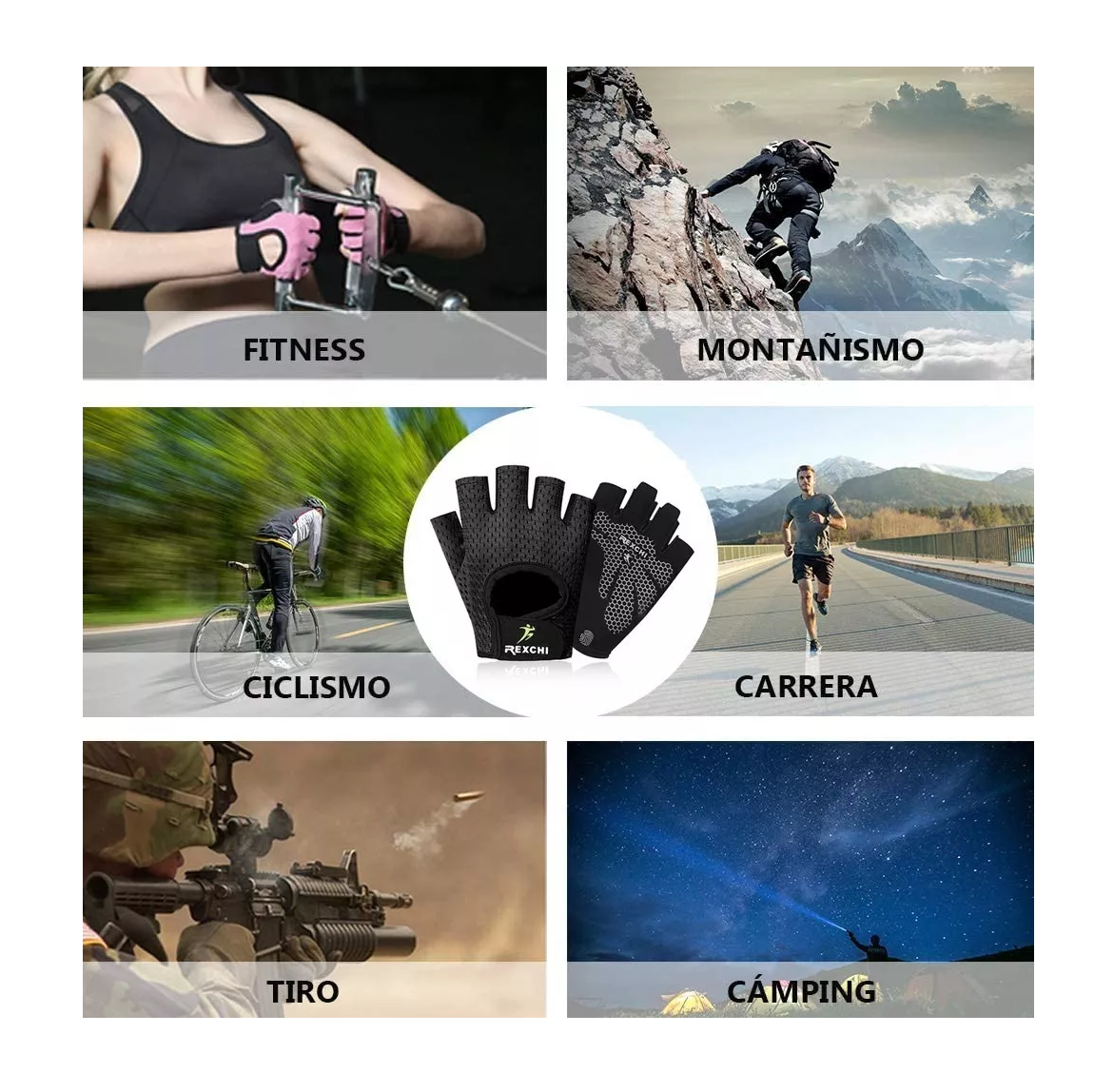 Foto 5 pulgar | Guantes Rexchi color Negro Gym Tácticos Pesas Crossfit Gimnasio Unisex Talla M