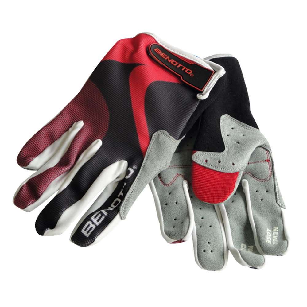 Guantes Benotto para Ciclista Completos Gel Ms-892 Rojo y Negro