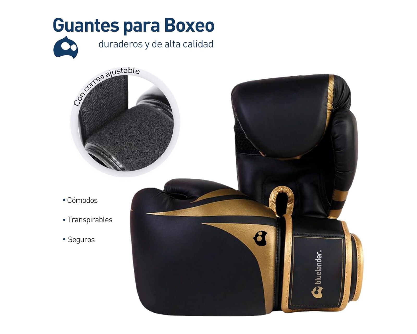 Foto 3 pulgar | Guantes de Box Bluelander Negros con Dorado Unisex + Protector Bucal