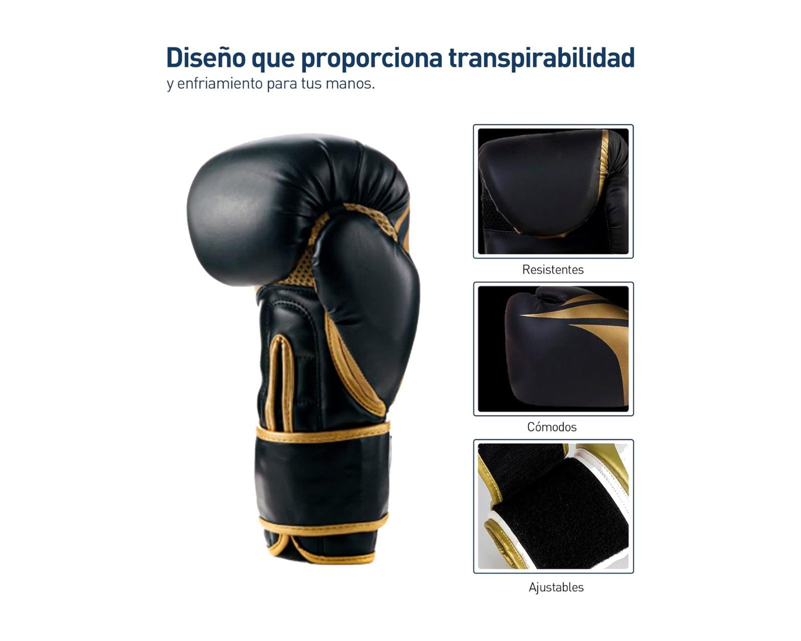 Foto 4 pulgar | Guantes de Box Bluelander Negros con Dorado Unisex + Protector Bucal