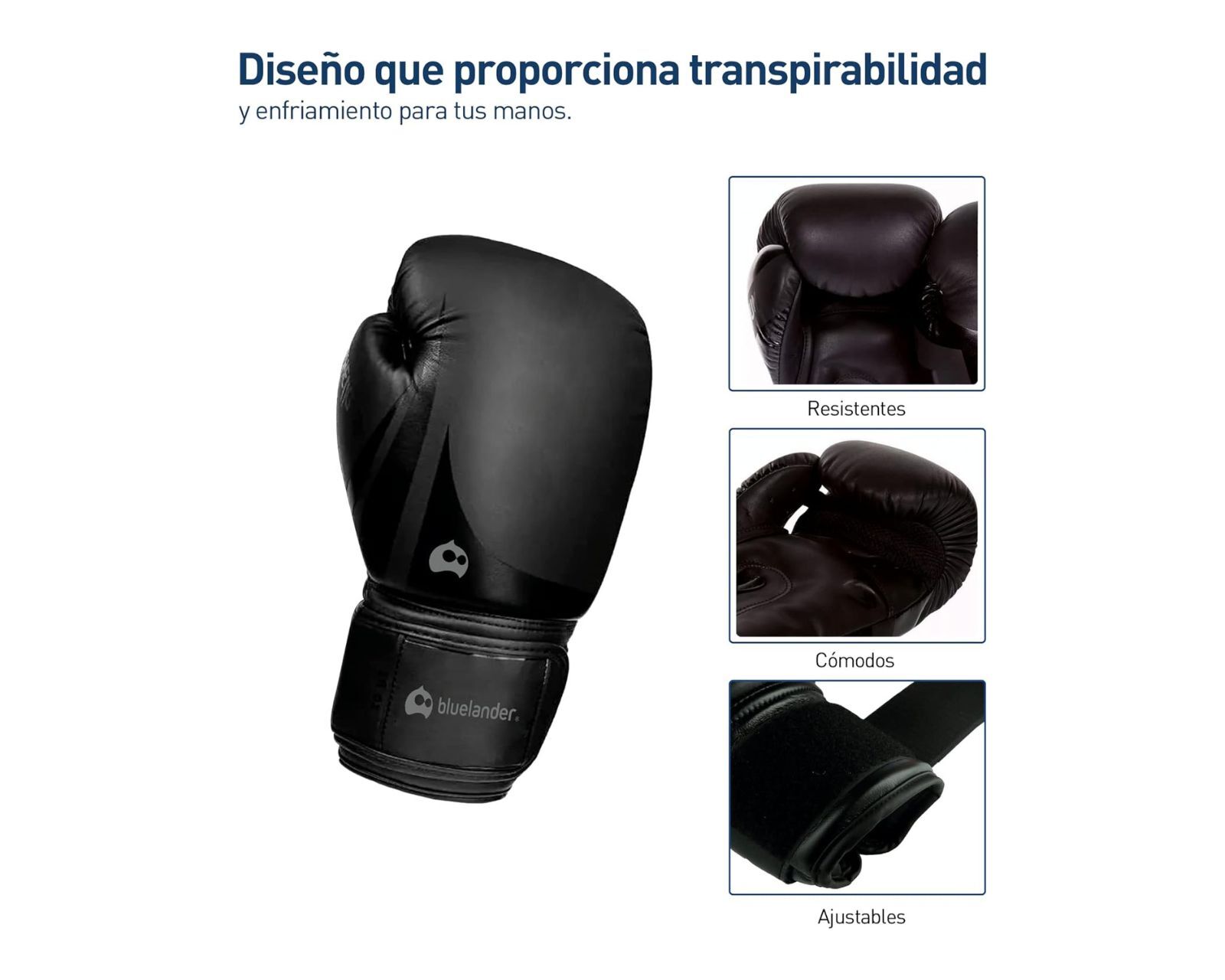 Foto 5 pulgar | Guantes de Box Bluelander Negros Unisex + Protector Bucal Incluido