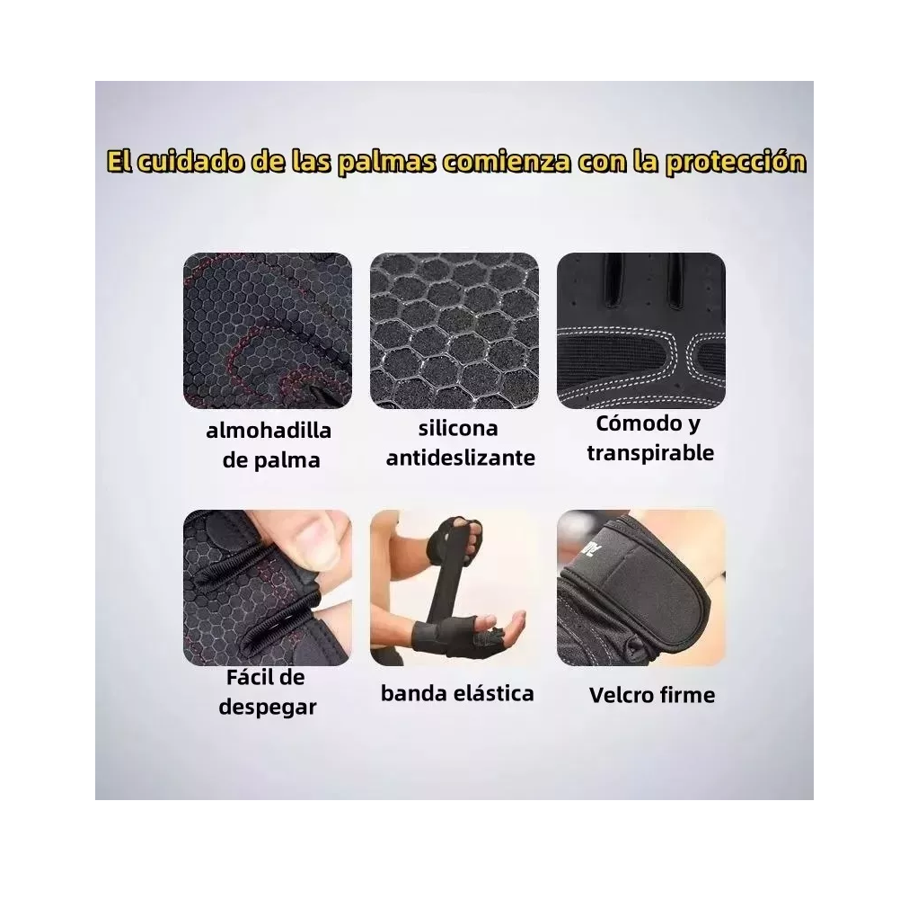 Foto 4 pulgar | Guantes Para Levantamiento De Pesas, Ciclismo 3 Pares Negro