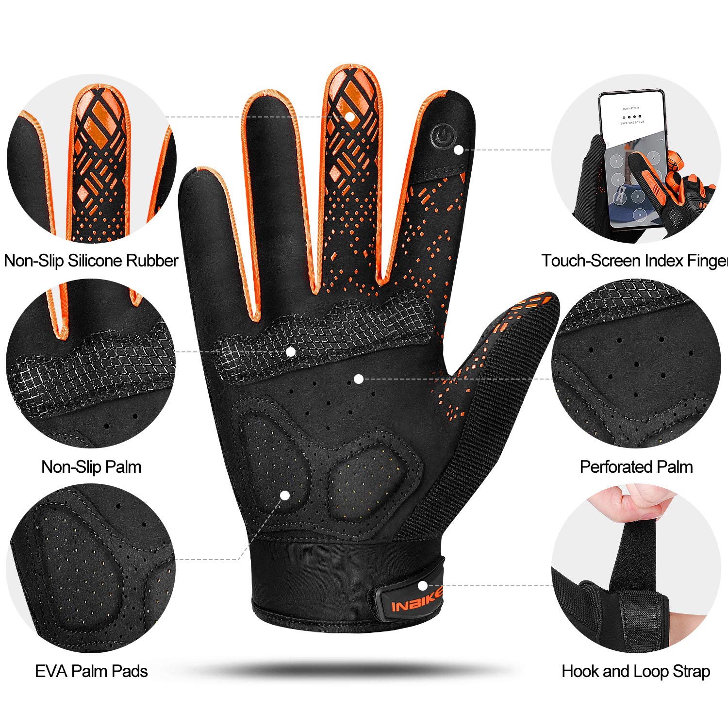 Foto 8 pulgar | Guantes De Bicicleta De Montaña Inbike Con Pantalla Táctil, Acolchados Gruesos En Eva - Venta Internacional.