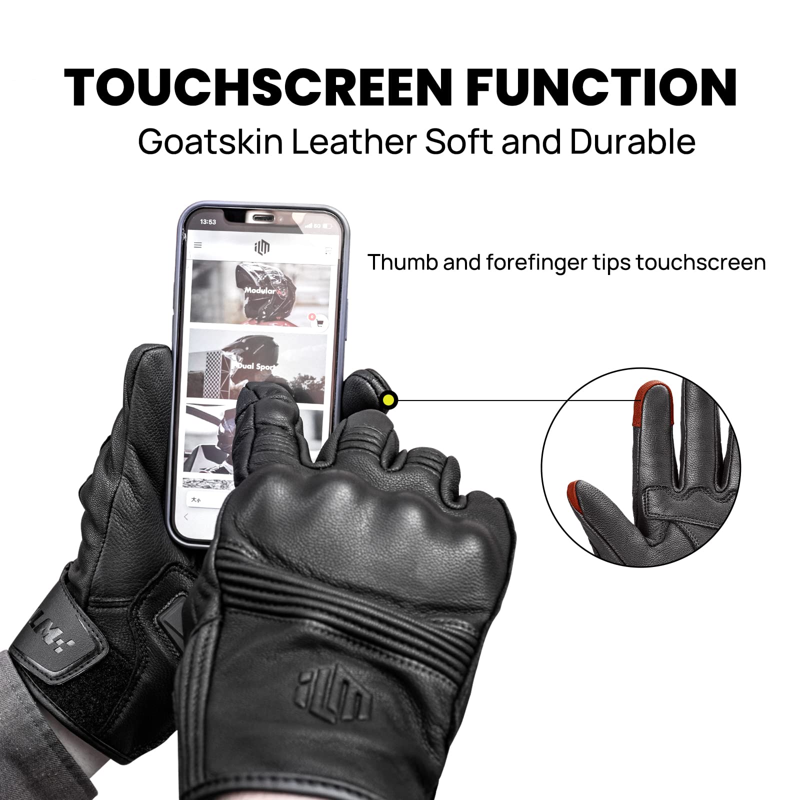 Foto 3 pulgar | Guantes De Moto Ilm De Piel De Cabra Con Nudillos Rígidos - Venta Internacional.
