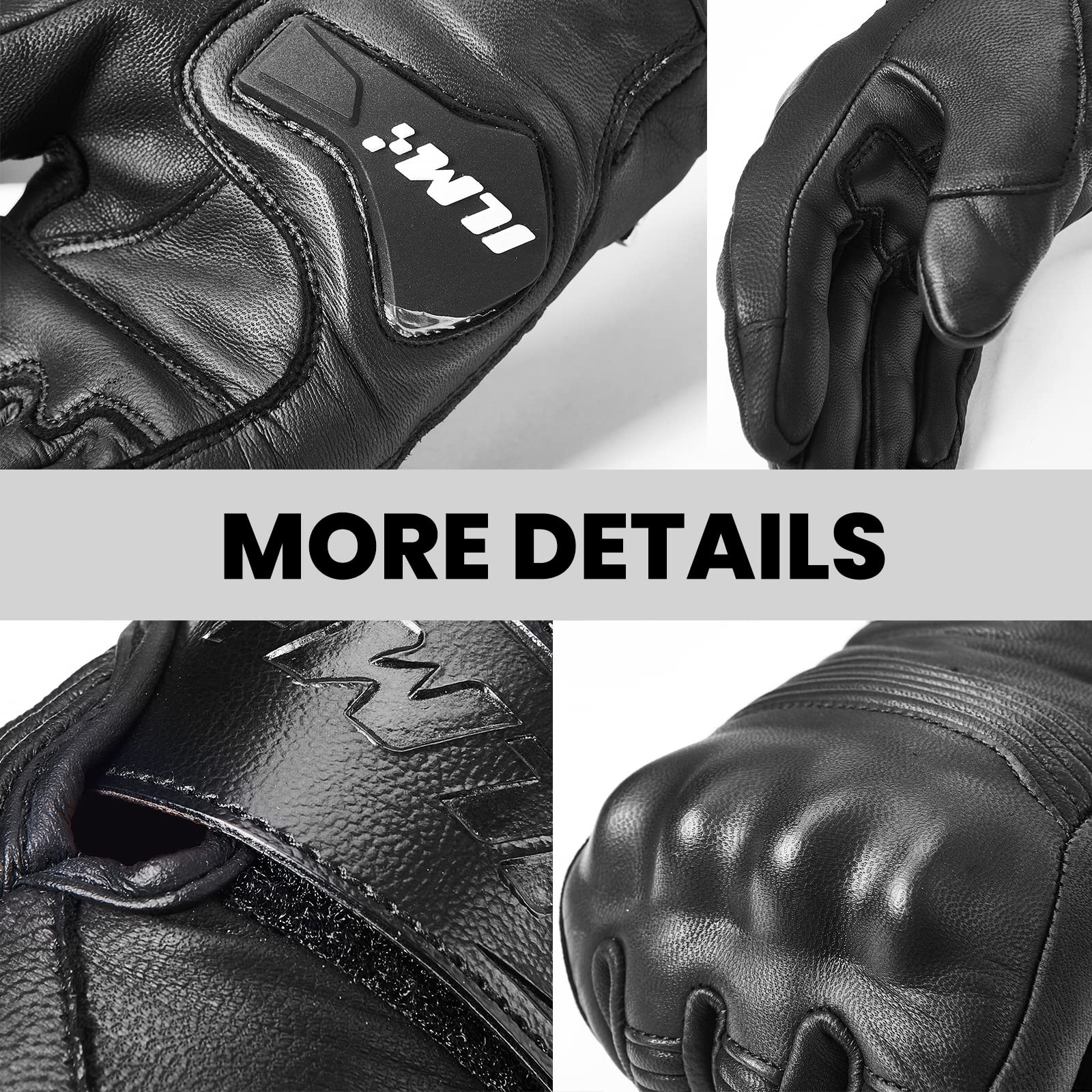 Foto 5 | Guantes De Moto Ilm De Piel De Cabra Con Nudillos Rígidos - Venta Internacional.