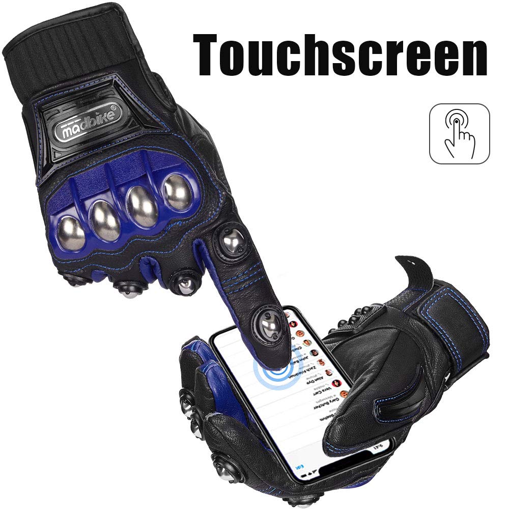 Foto 3 pulgar | Guantes Ilm, Aleación De Acero, Piel, Nudillos Duros, Pantalla Táctil, Color Azul L - Venta Internacional.