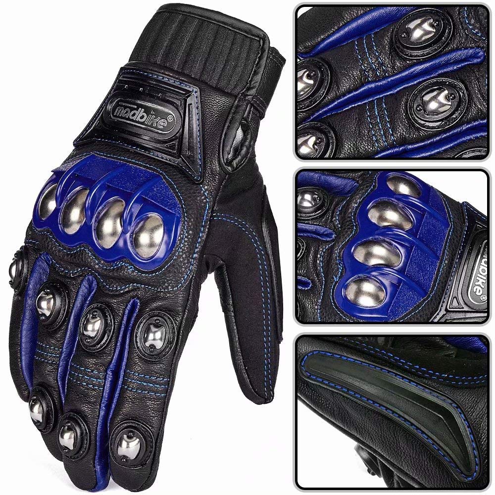 Foto 4 pulgar | Guantes Ilm, Aleación De Acero, Piel, Nudillos Duros, Pantalla Táctil, Color Azul L - Venta Internacional.