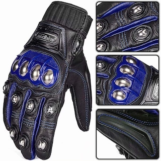 Foto 3 | Guantes Ilm, Aleación De Acero, Piel, Nudillos Duros, Pantalla Táctil, Color Azul L - Venta Internacional.