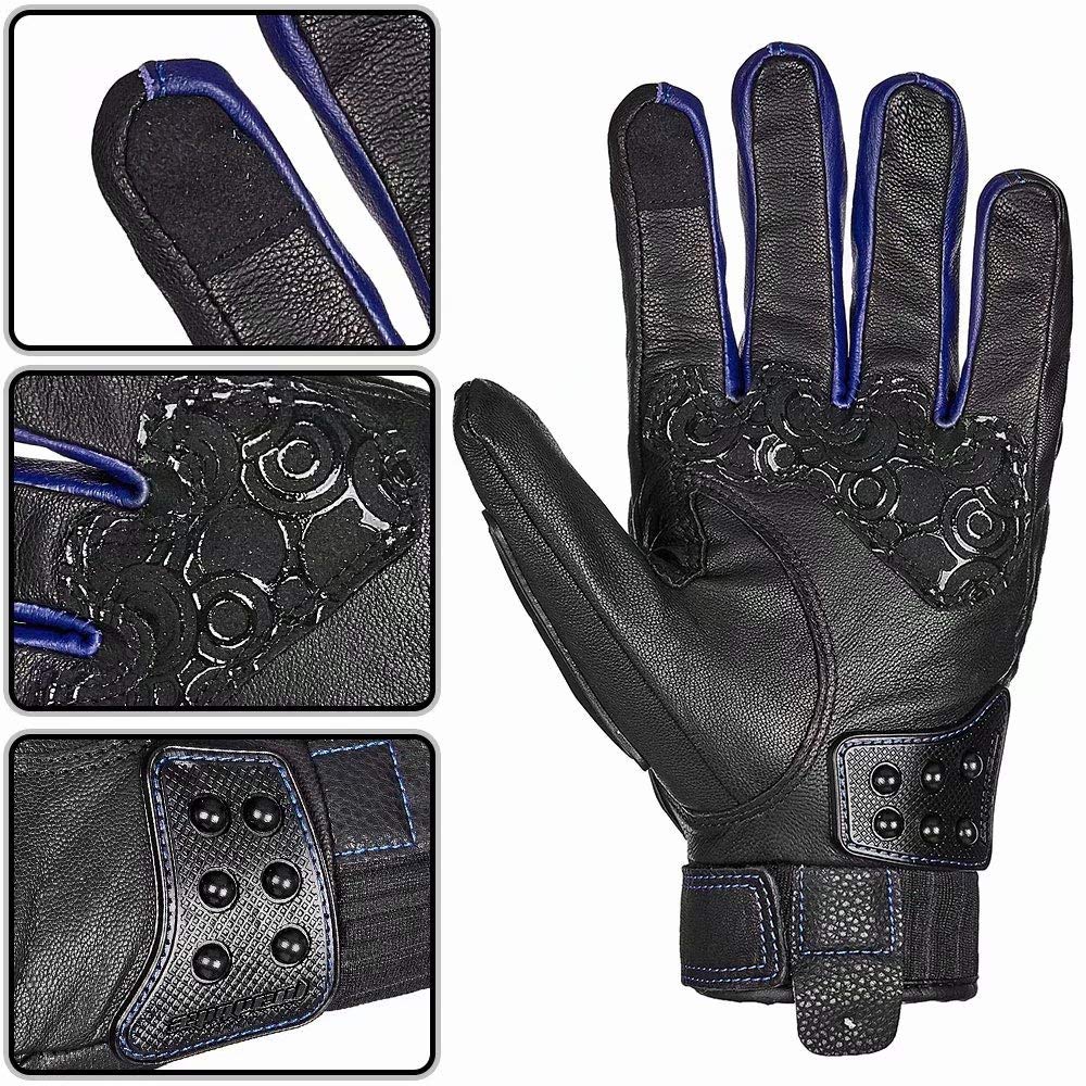 Foto 4 | Guantes Ilm, Aleación De Acero, Piel, Nudillos Duros, Pantalla Táctil, Color Azul L - Venta Internacional.