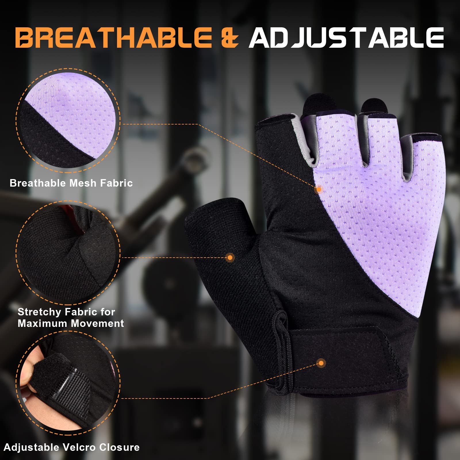Foto 4 pulgar | Guantes De Gimnasio Sunnex Fingerless Para Mujeres De Levantamiento De Pesas - Venta Internacional.