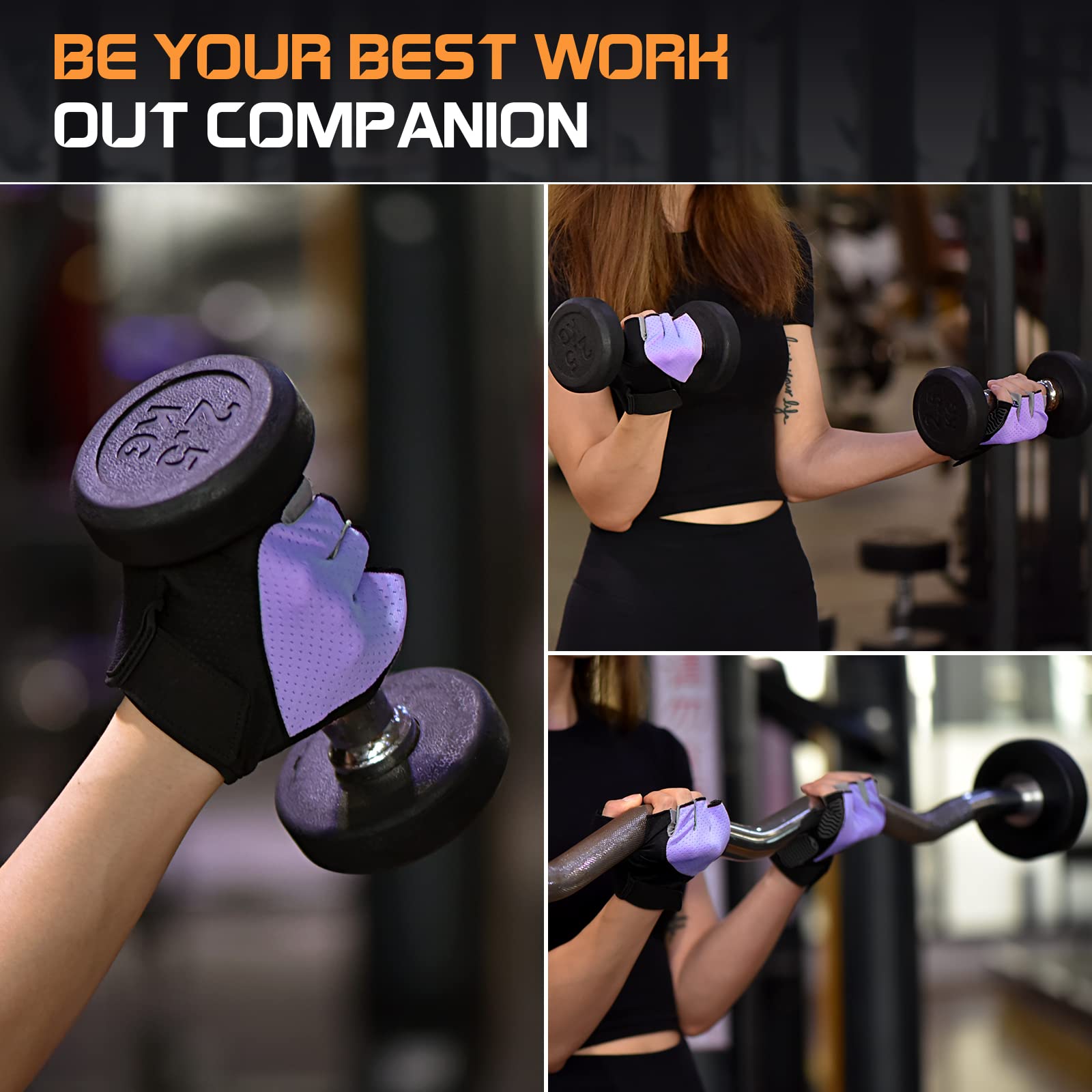Foto 8 pulgar | Guantes De Gimnasio Sunnex Fingerless Para Mujeres De Levantamiento De Pesas - Venta Internacional.