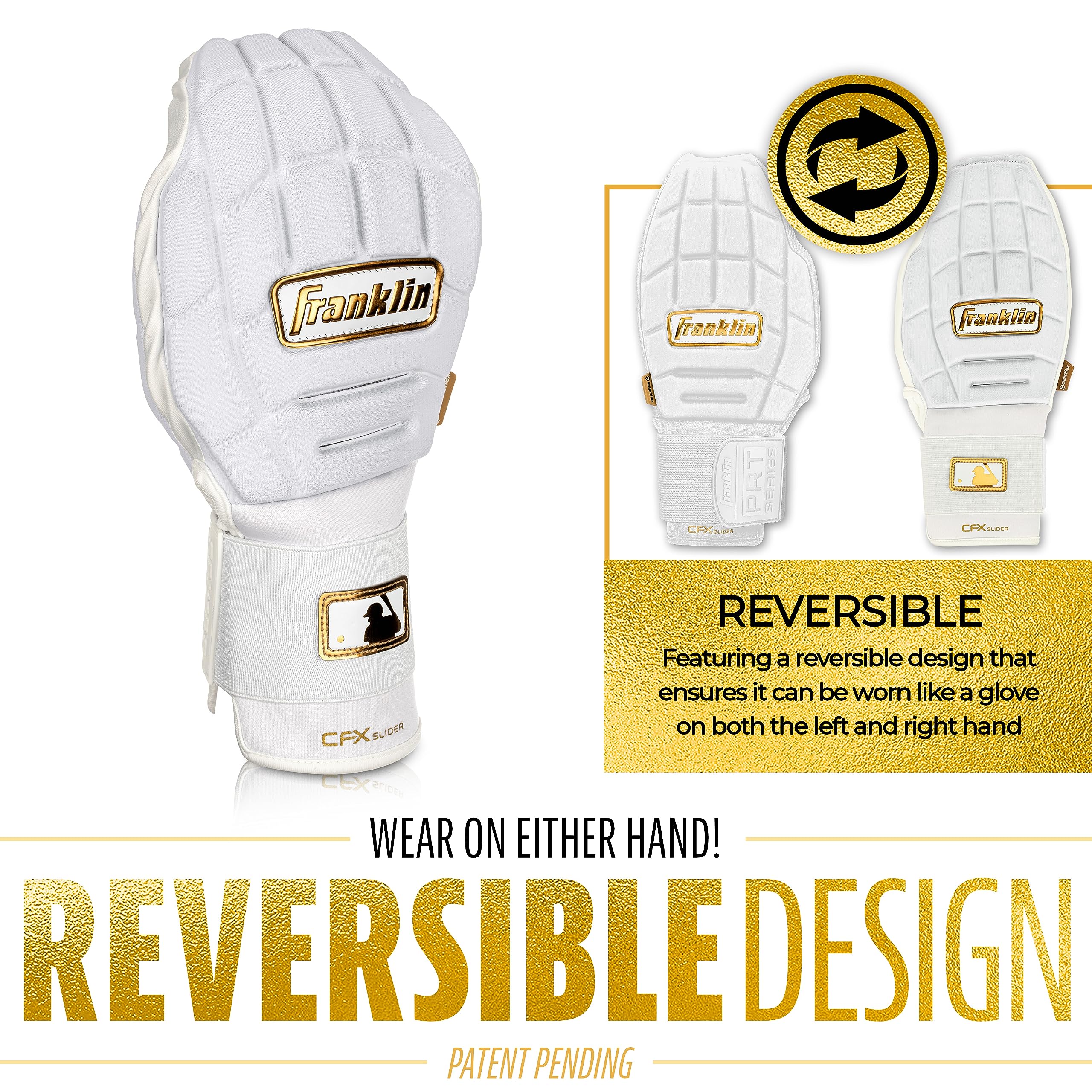 Foto 5 pulgar | Manopla Deslizante Franklin Sports Cfx Prt De Béisbol Para Adultos, Blanco/dorado - Venta Internacional.