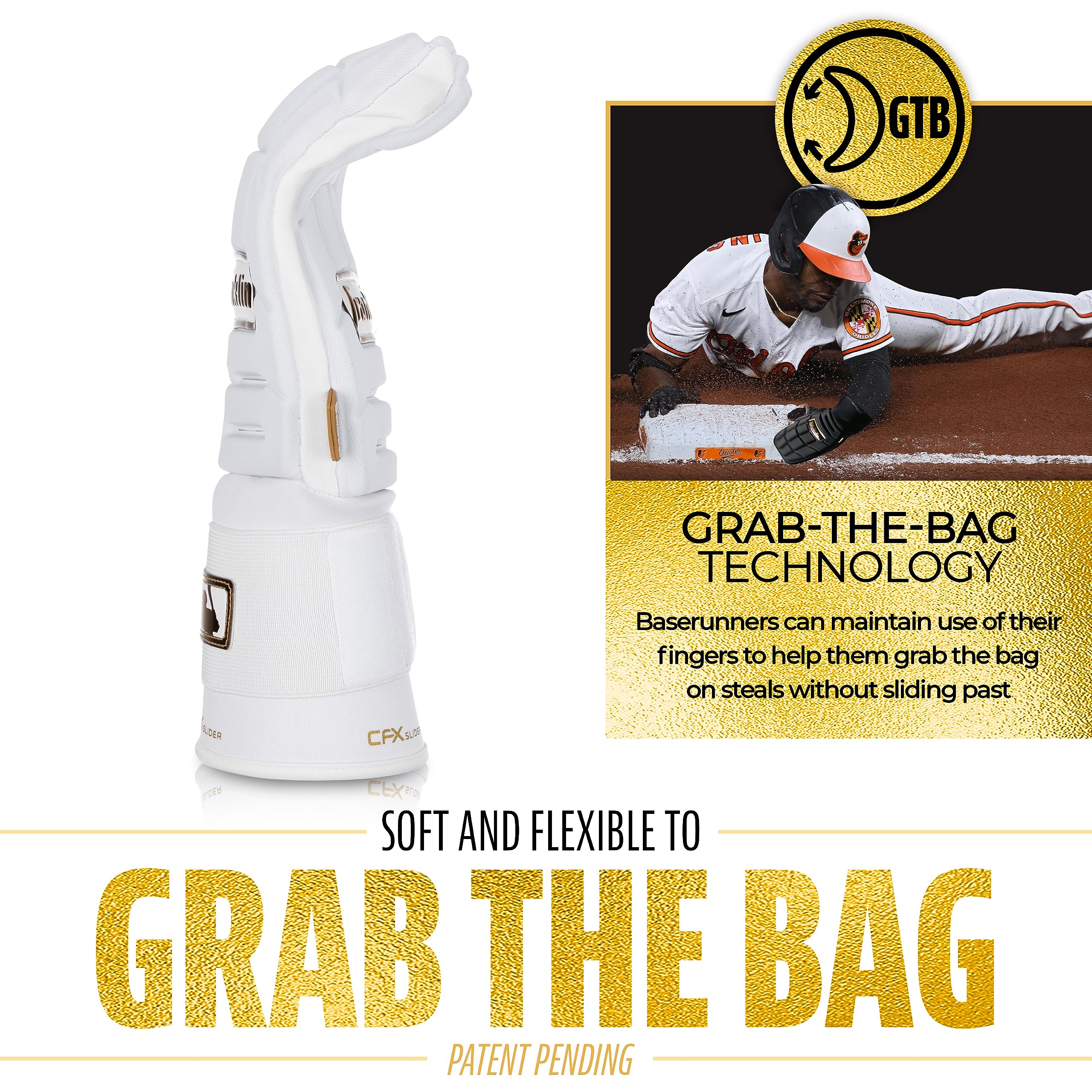 Foto 6 pulgar | Manopla Deslizante Franklin Sports Cfx Prt De Béisbol Para Adultos, Blanco/dorado - Venta Internacional.
