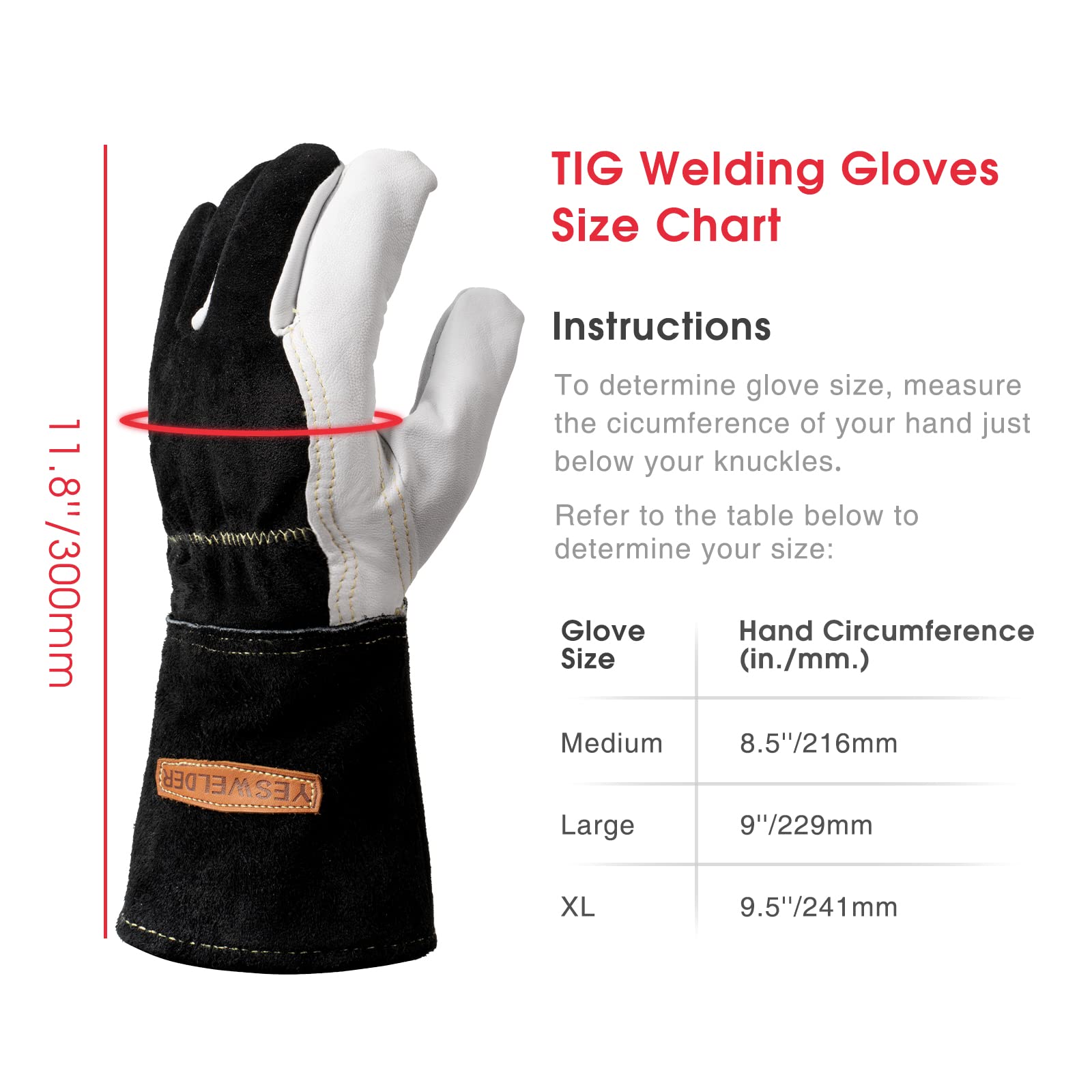 Foto 3 pulgar | Guantes De Soldadura Yeswelder Premium Goatskin Tig True-fit-xl - Venta Internacional.