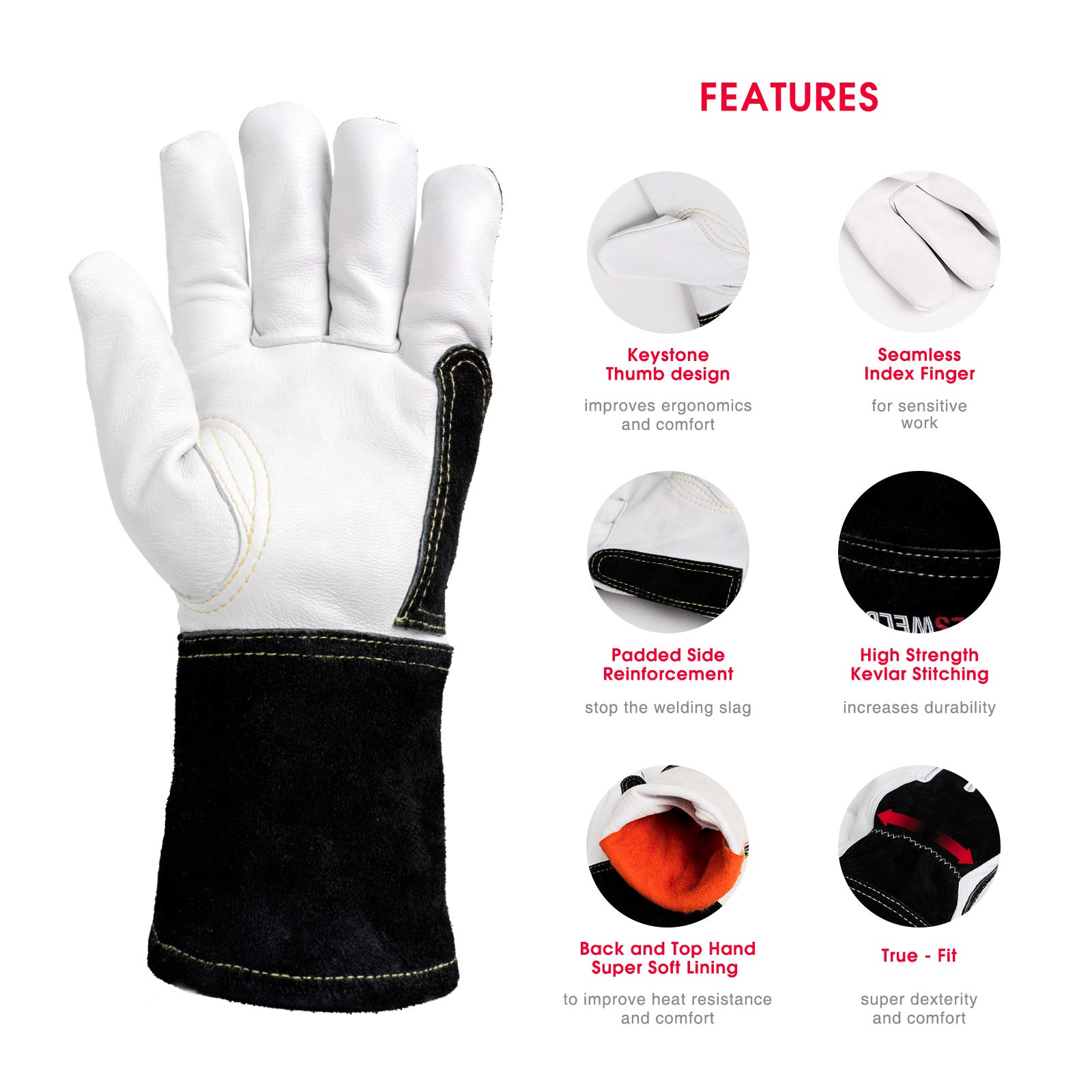 Foto 4 pulgar | Guantes De Soldadura Yeswelder Premium Goatskin Tig True-fit-xl - Venta Internacional.