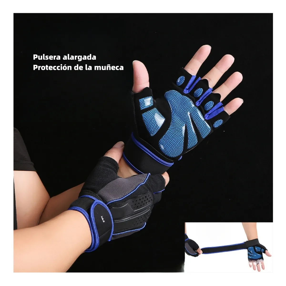 Foto 6 pulgar | Guantes Tacticos Pesas Crossfit Gimnasio  Talla M Lab.g Azul