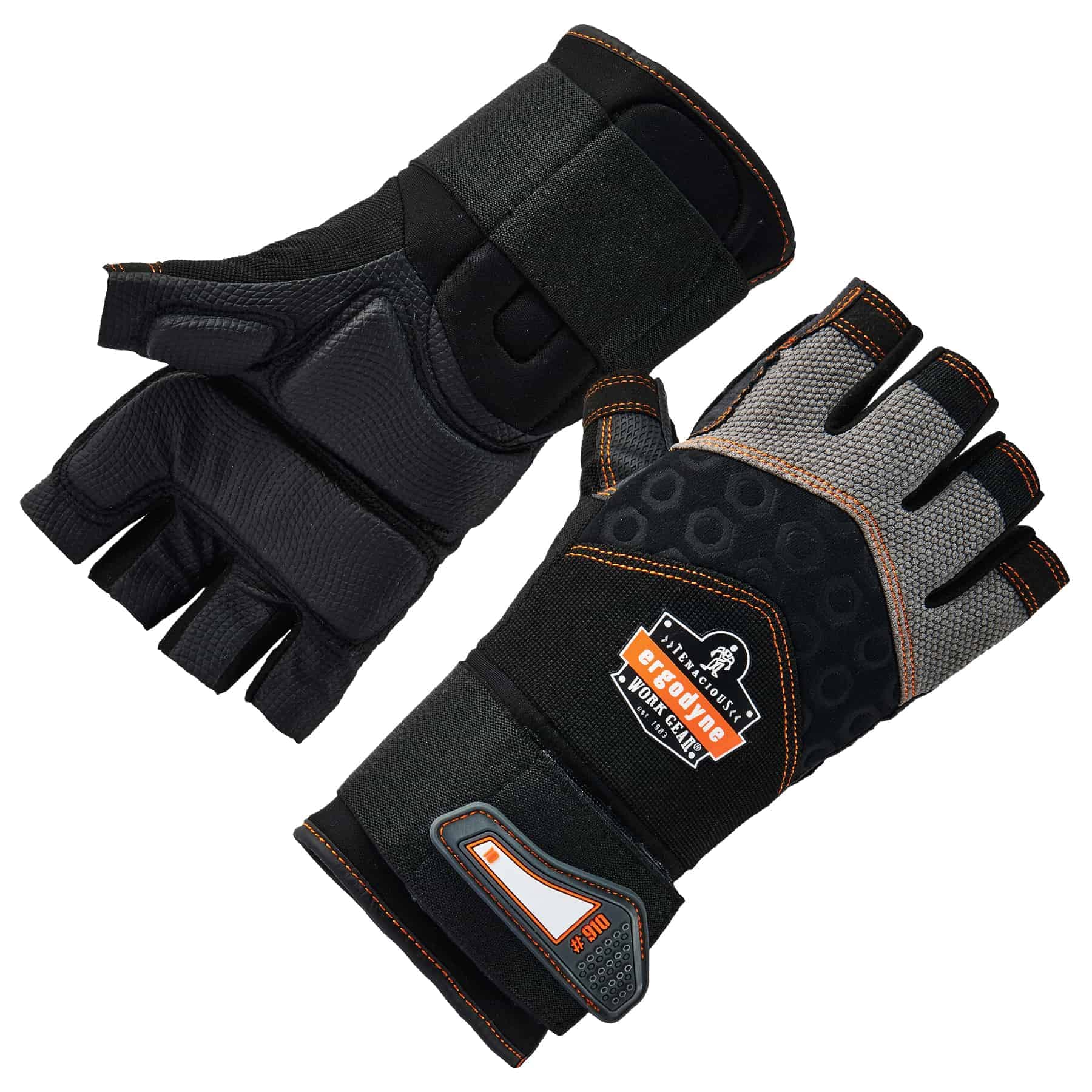 Foto 2 pulgar | Guantes Ergodyne Half-finger Impact Con Soporte Para Muñeca Xl, Color Negro - Venta Internacional.
