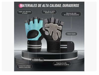 Foto 2 | Guantes Para Gym Xtellar Pesas Deportivos Muñequeras Mujer Y Hombre