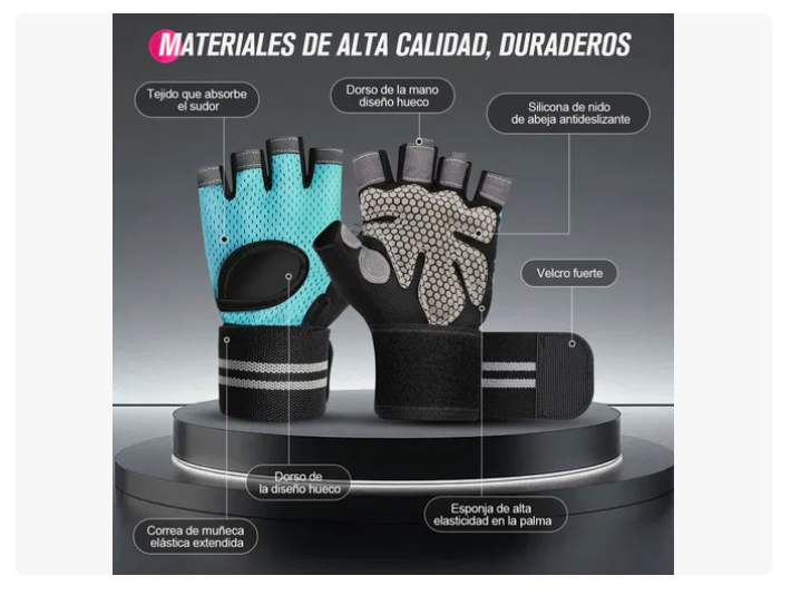 Foto 3 pulgar | Guantes Para Gym Xtellar Pesas Deportivos Muñequeras Mujer Y Hombre