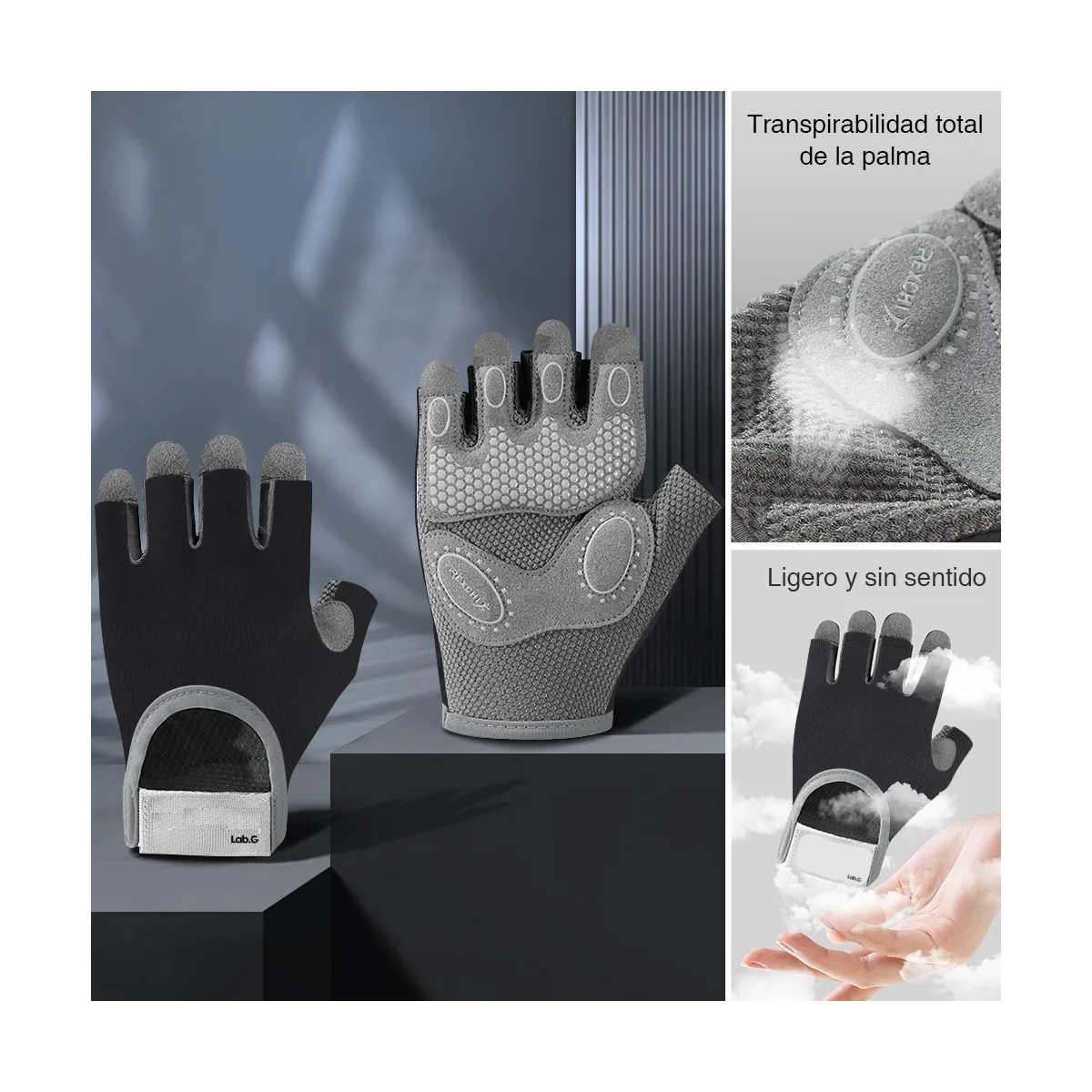 Foto 5 pulgar | Guantes Gym Tacticos Pesas Crossfit Gimnasio Negro Gris