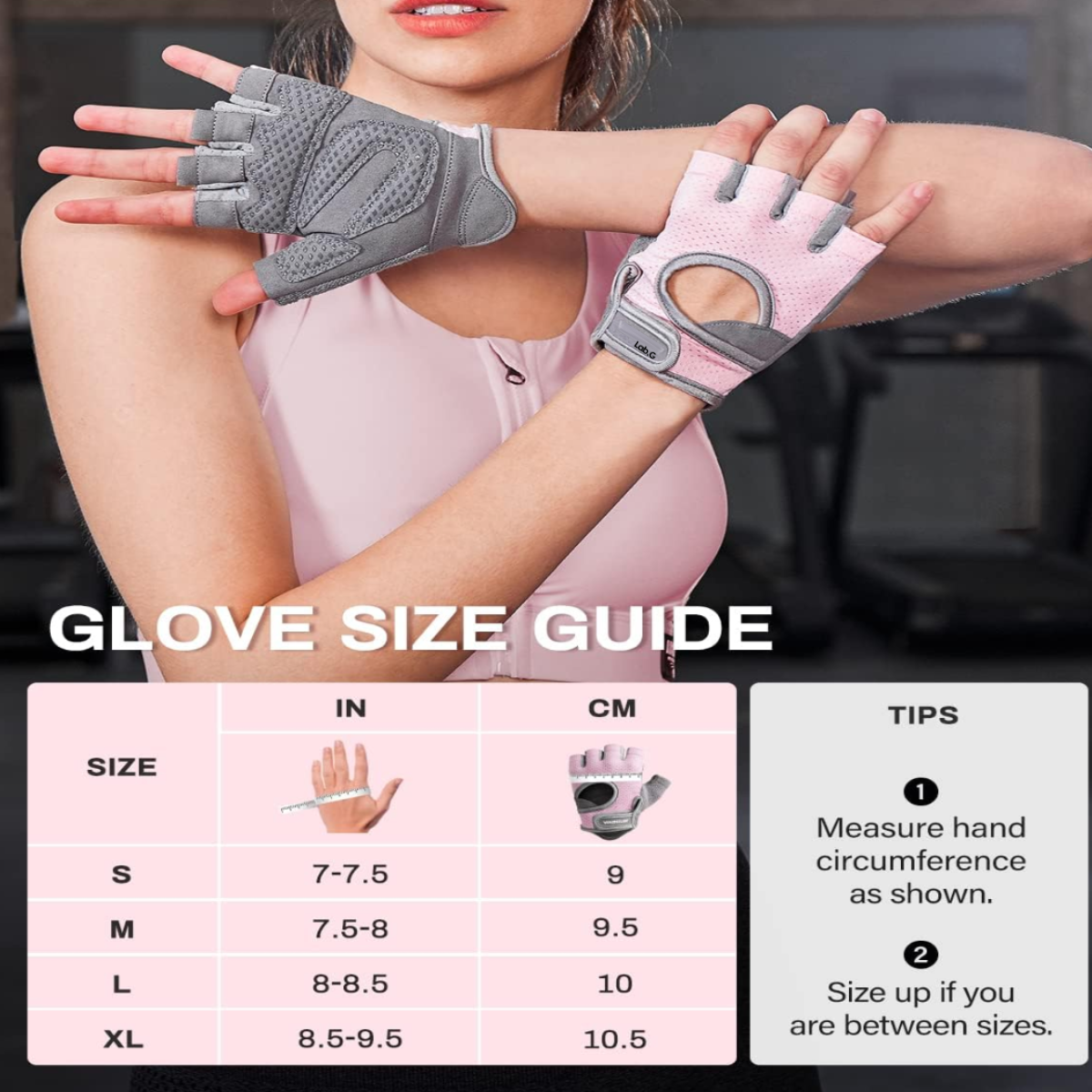 Foto 6 pulgar | Guantes Gym Tacticos Pesas Crossfit Gimnasio Gris Fluido M Lab.g Rosa