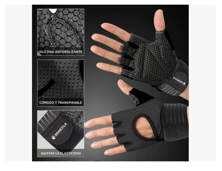 Foto 5 pulgar | Guantes Xtellar Gym Pesas Deportivos Muñequeras Mujer Hombre