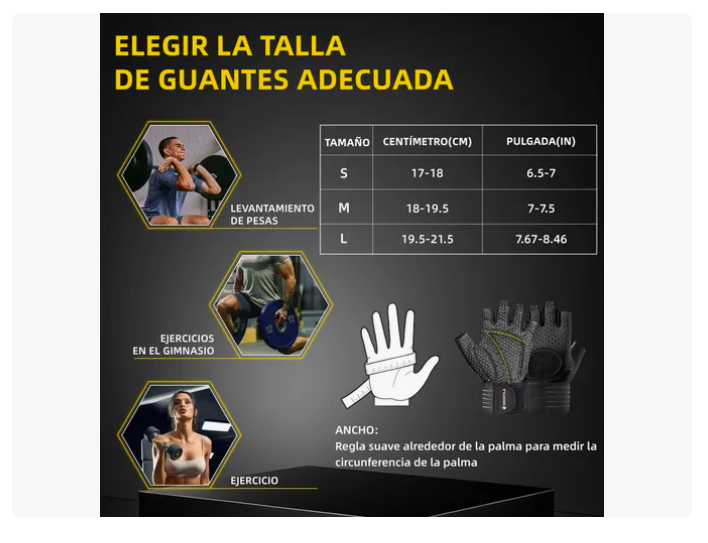 Foto 3 | Guantes Gym Xtellar  Pesas Deportivos Muñequeras Mujer Hombre