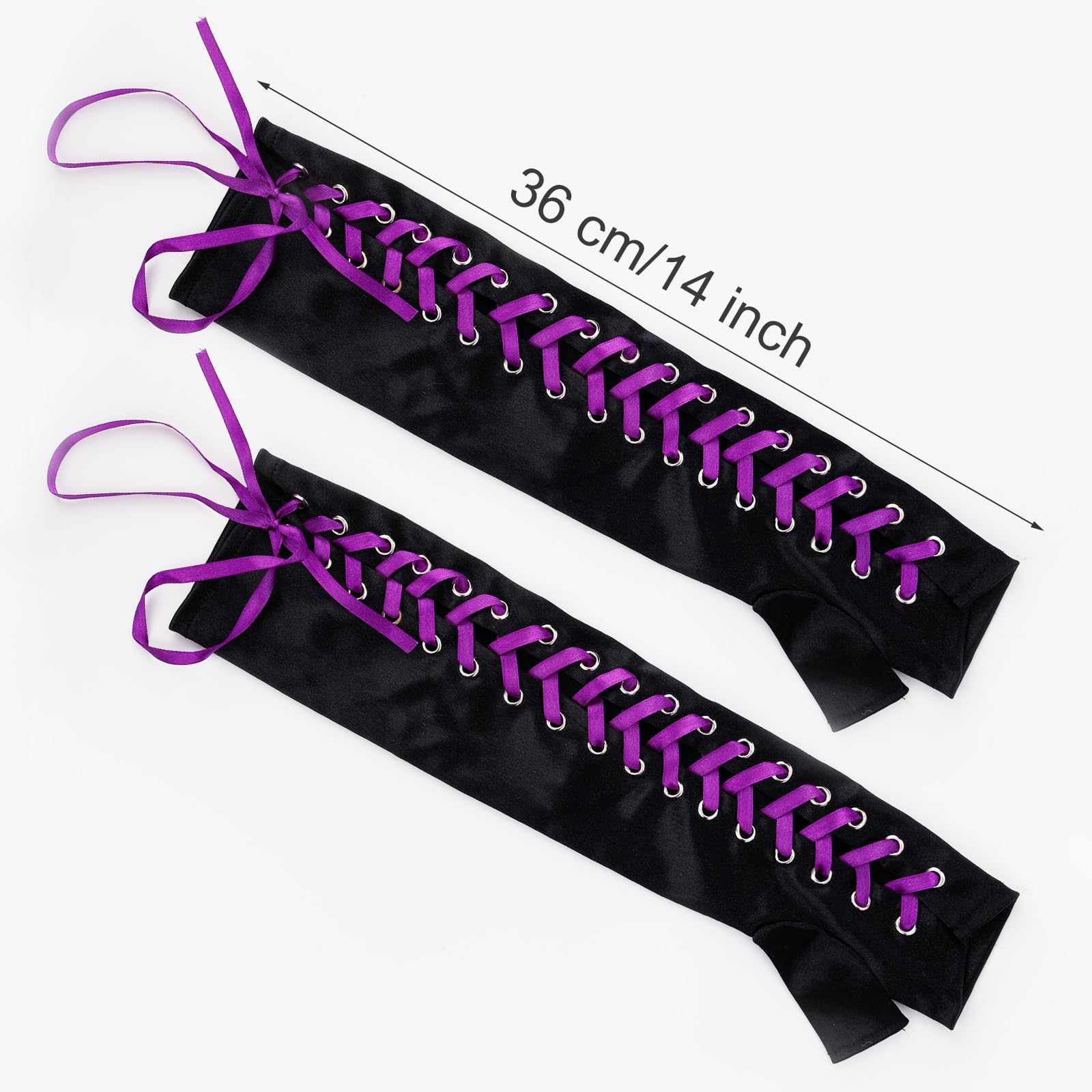 Foto 3 pulgar | Guantes De Satén Sin Dedos Con Cordones Hasta El Codo Para Mujer - Venta Internacional.