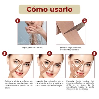 Foto 3 | Cinta Adhesiva Kinesiológica para Cuidado Facial Antiarrugas